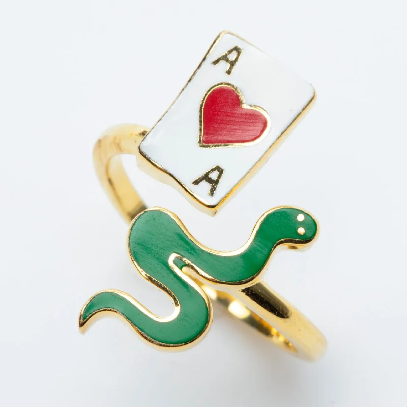 affordable engagement rings for women -Ace of Hearts & Snake Ring