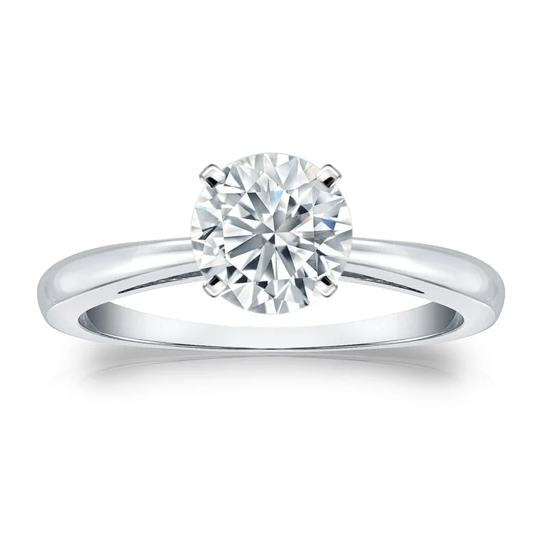 men's rings for engagement proposals -Auriya 1 carat TDW Round Solitaire Diamond Engagement Ring 14K Gold GIA Certified