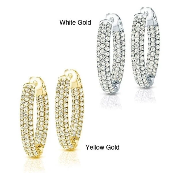 personalized drop earrings for weddings -Auriya 14k Gold 4 1/2ctw Medium Pave Diamond Hoop Earrings - 1.25-inch (J-K, I1-I2)