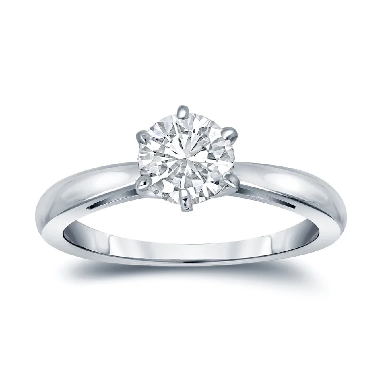 custom gold rings with diamonds -Auriya 14k Gold Certified 1.50ct. TW 6-Prong Round Solitaire Diamond Engagement Ring