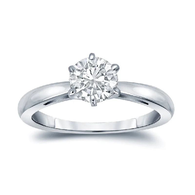 luxury rings for weddings -Auriya Platinum 1 1/2ctw Round 6 Prong Solitaire Diamond Engagement Ring GIA Certified