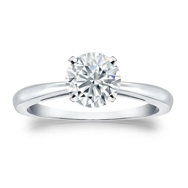 vintage wedding bands with diamonds -Auriya Platinum 1ctw Round Solitaire Diamond Engagement Ring GIA Certified