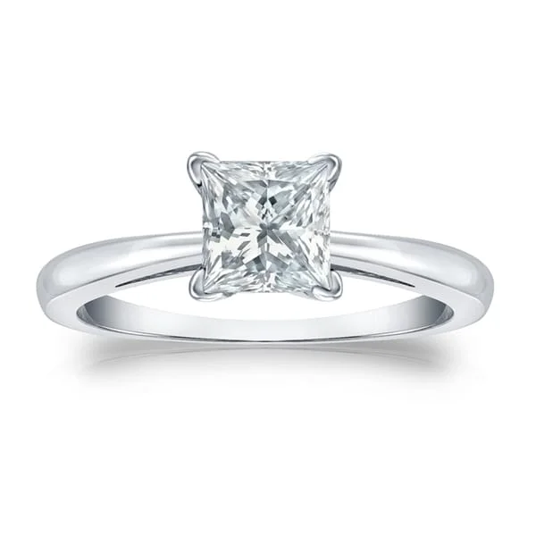 unique rings for engagement proposals -Auriya Platinum Certified 2 1/2-Carat TDW Princess-Cut Solitaire Diamond Engagement Ring