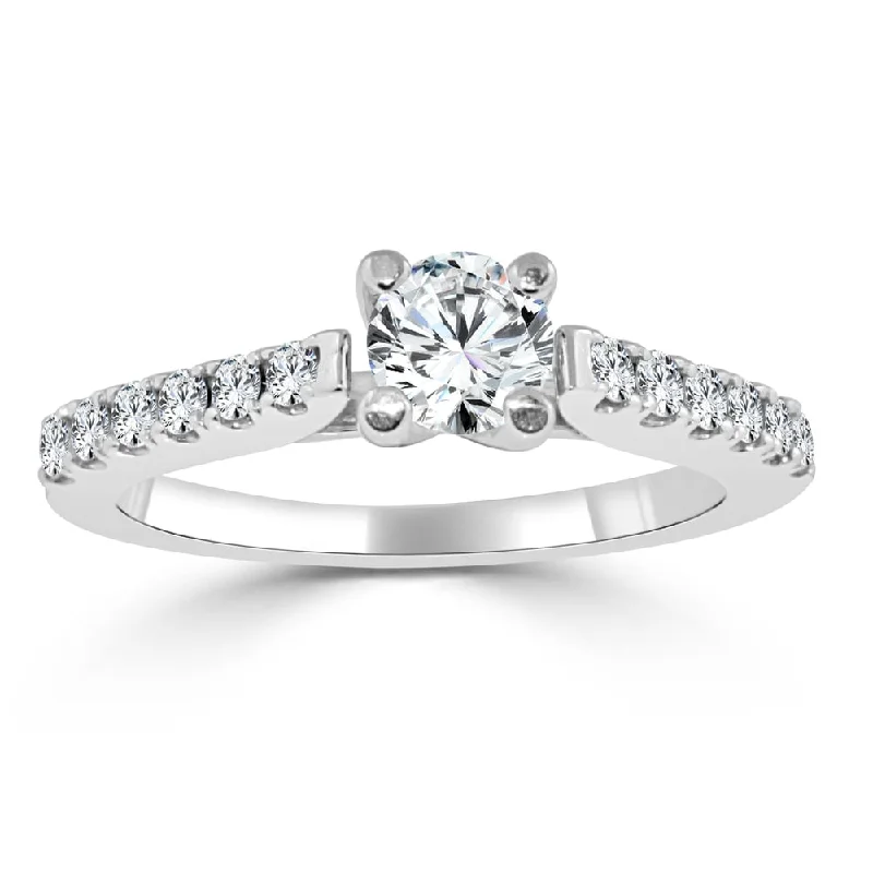 women's vintage wedding rings with diamonds -Auriya Round 3/4ctw Diamond Engagement Ring 14K Gold