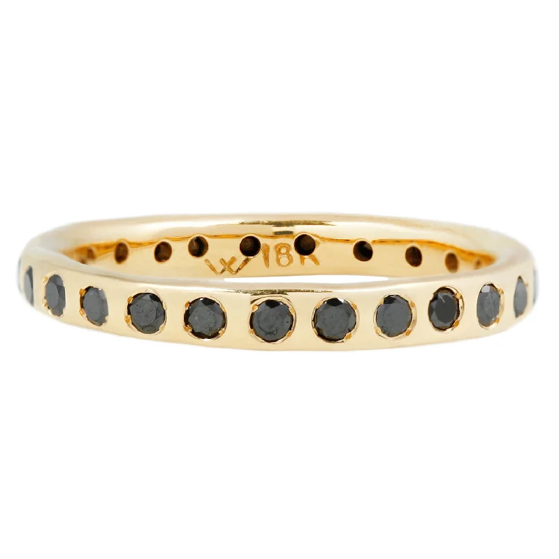 women's gold rings with diamonds -Black Diamond Eternity Band