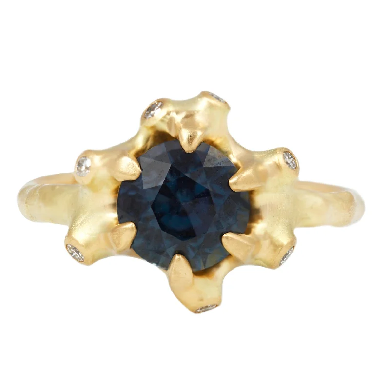 gold wedding rings with rubies for women -Blue Sapphire Barnacle Cluster Ring