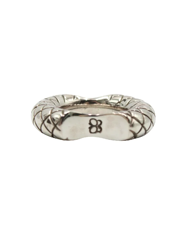 bridal rings for women -Bottega Veneta Intrecciato Double Cut Band Ring in Silver Metal