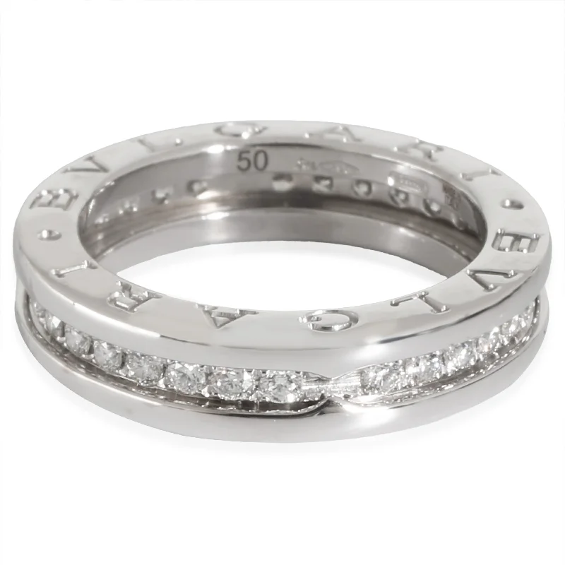 stylish wedding bands for men -BVLGARI B.zero1 Band in 18k White Gold 0.45 CTW