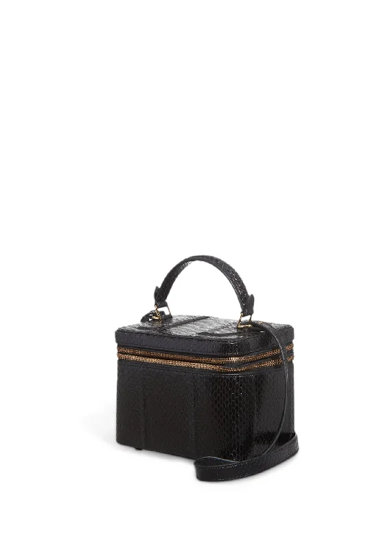 platinum engagement bands -Cartuchera Makeup Bag in Black Snakeskin