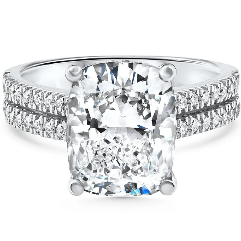 vintage platinum rings for men -Certified 5.84Ct Cushion Cut Diamond Engagement 14k White Gold Lab Grown