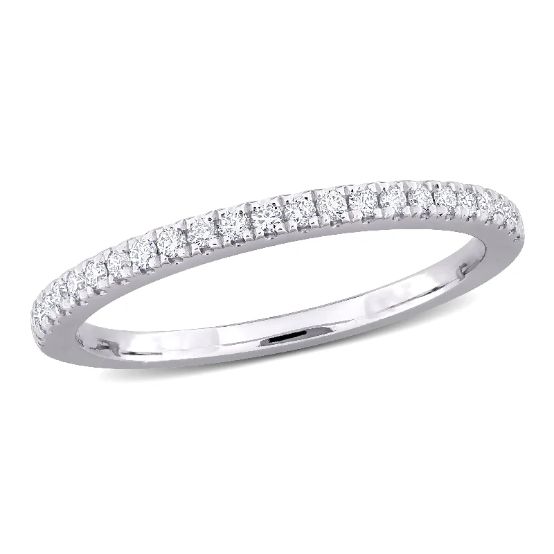 gemstone engagement rings for men -Created Forever 1/5ct TW Lab-Grown Diamond Semi-Eternity Anniversary Ring in 14k White Gold