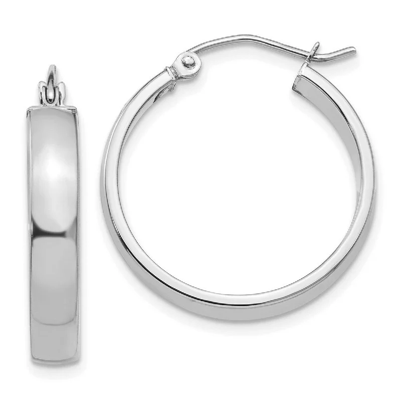 trendy gemstone earrings with diamonds -Curata 10k White Gold Polished 5x22.31mm Wide Hoop Earrings