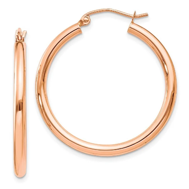 unique earrings with gemstones for special events -Curata 14k Rose Gold 2.5x30mm Polished Hoop Earrings