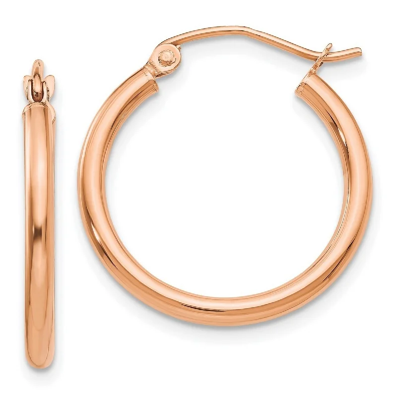 silver earrings for evening wear -Curata 14k Rose Gold 2x20mm Polished Classic Hoop Earrings