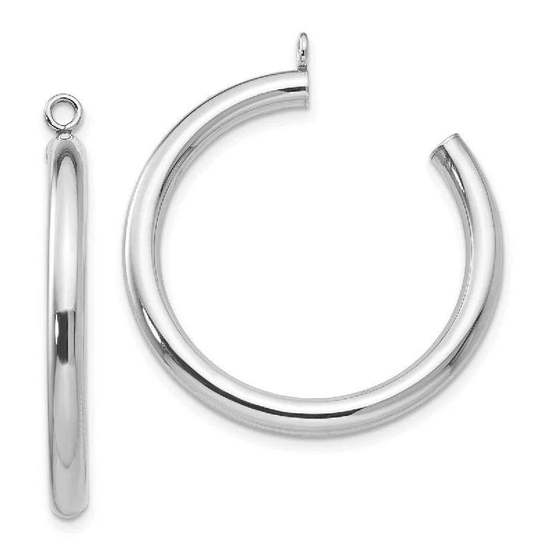 luxury gold earrings for casual wear -Curata 14k White Gold 30x3mm Polished Tube Hoop Earrings Jackets