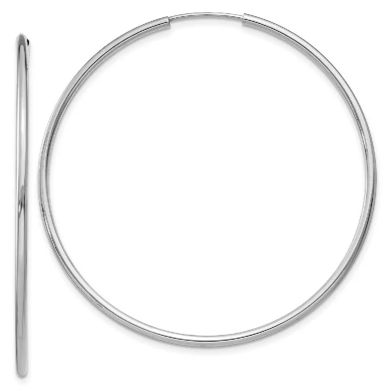 trendy earrings for bridal parties -Curata 14k White Gold tube 1.5x44mm Polished Endless Hoop Earrings