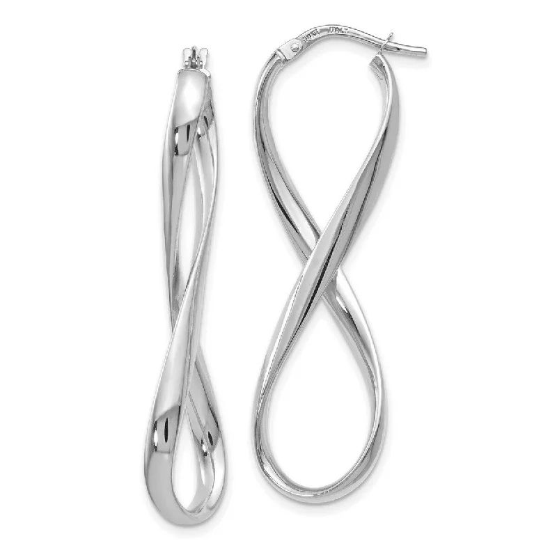 handmade drop earrings for gifts -Curata 14k White Gold Twisted Polished Infinity Hinged Hoop Earrings - 46x13mm Wide 3mm Thick