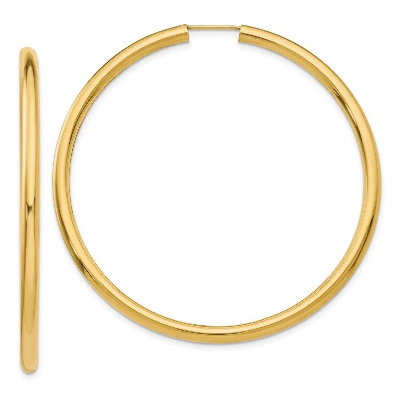 fashionable gold earrings with sapphires -Curata 14k Yellow Gold Polished 2.75x55mm Large Endless Tube Hoop Earrings