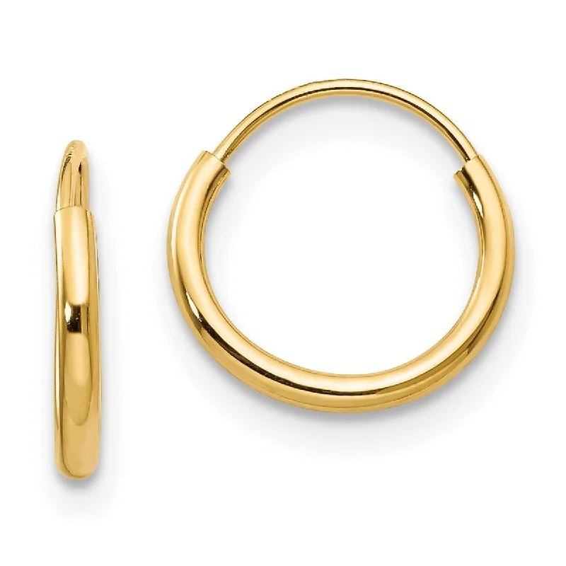 luxury gold earrings for casual occasions -Curata 14k Yellow Gold Polished Small 8mm Endless Hoop Earrings