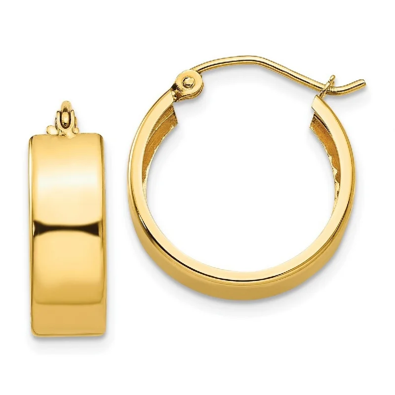 silver earrings with diamonds for gifts -Curata 14k Yellow Gold Polished Wide Flat 16x6mm Hoop Earrings