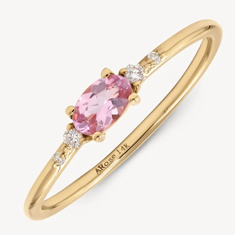 engagement rings with sapphires and diamonds -Dainty Morganite Diamond Ring