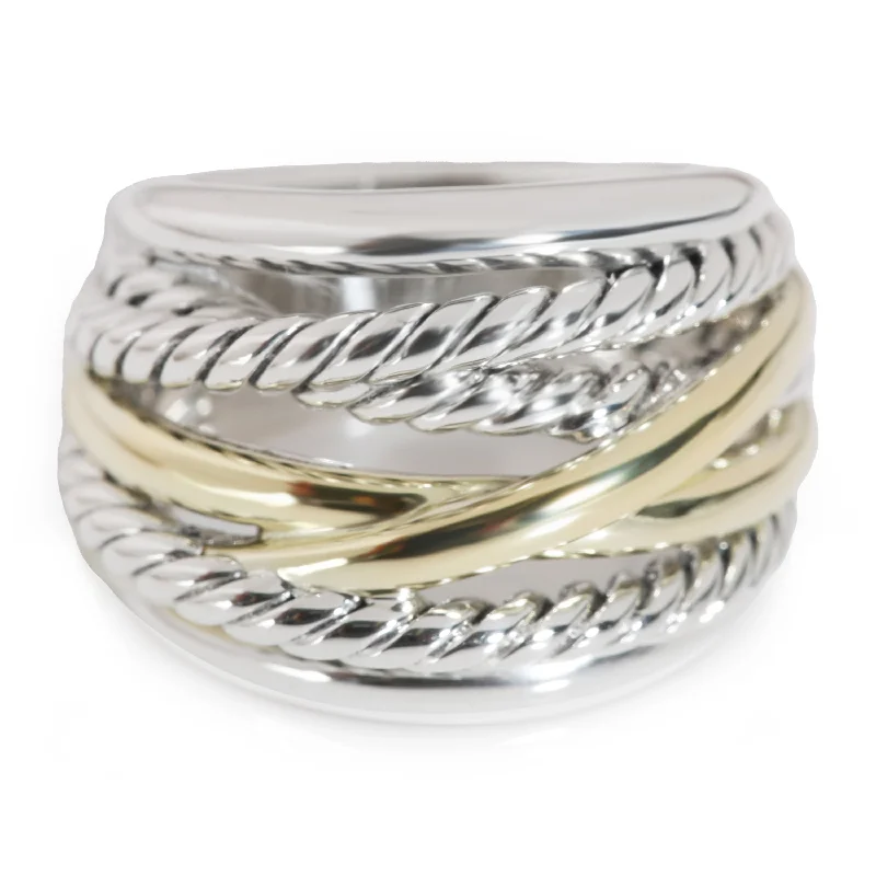 men's rings for weddings -David Yurman Crossover Ring in 14k Yellow Gold/Sterling Silver