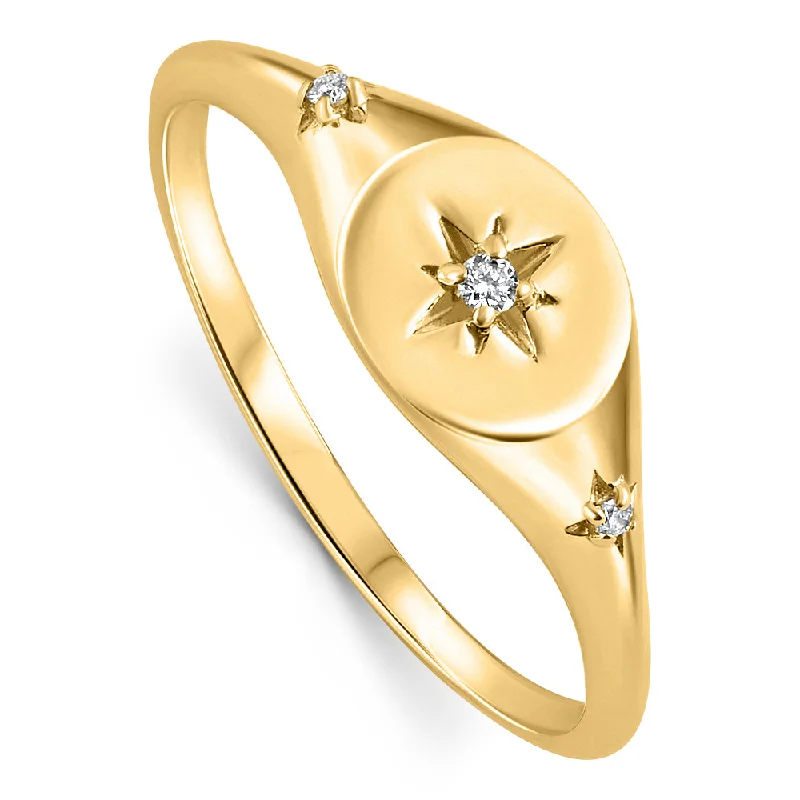 luxury engagement rings for women -Diamond Starburst Stackable Ring 18k Yellow Gold Size: 7