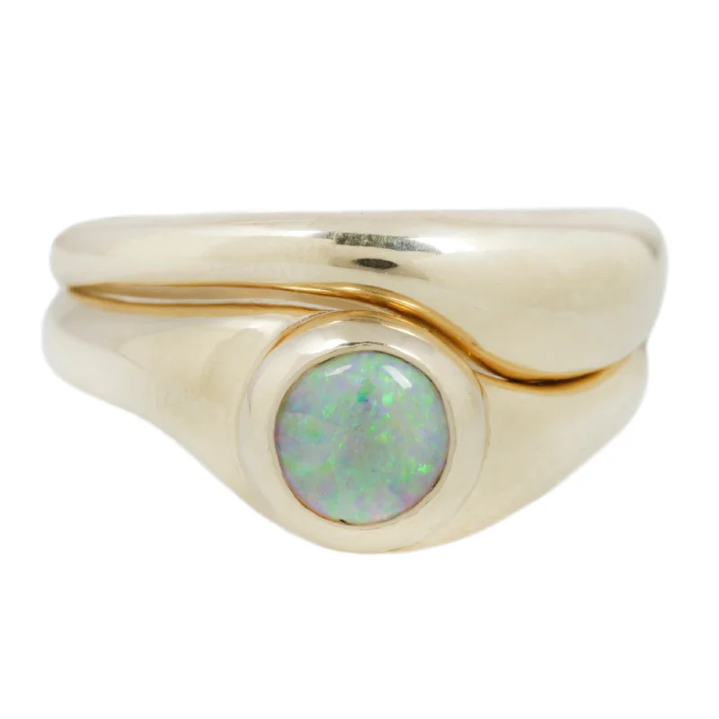 men's gold wedding rings -EMMELINE RING SET / GOLD / OPAL