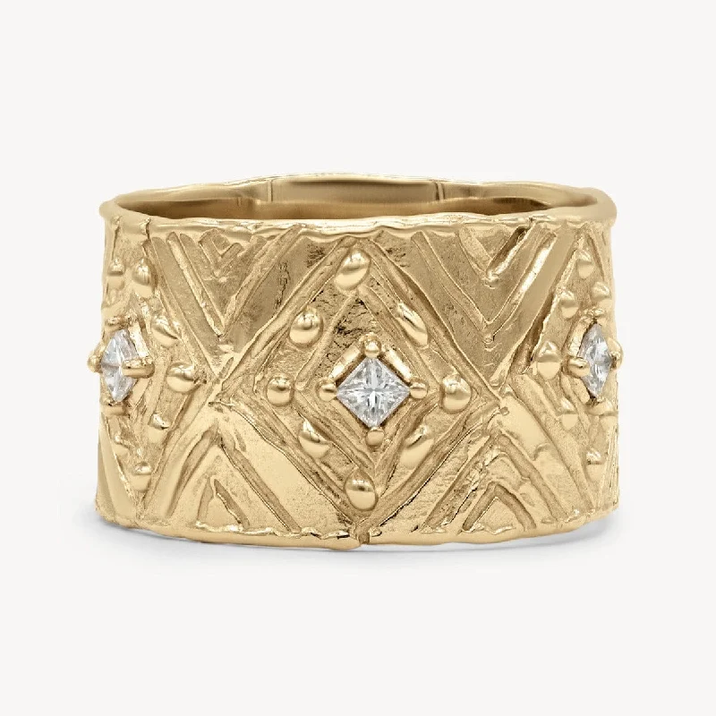 men's rings with diamonds -Grecian Diamond Cigar Band