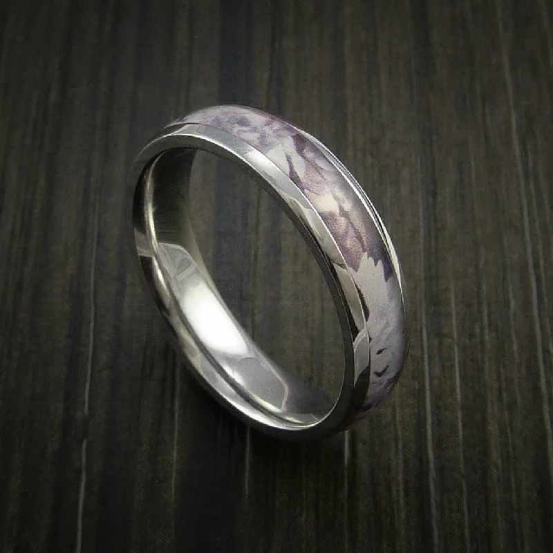 wedding rings for men with diamonds -Cobalt Chrome Ring with Camo Inlay Custom Made Wedding Band