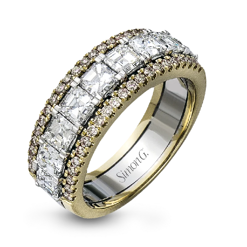 men's wedding bands with diamonds and sapphires -Anniversary Ring In 18k Gold With Diamonds