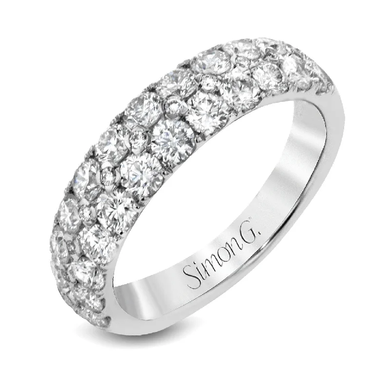 personalized wedding rings for women -Simon-Set Anniversary Ring In 18k Gold With Diamonds