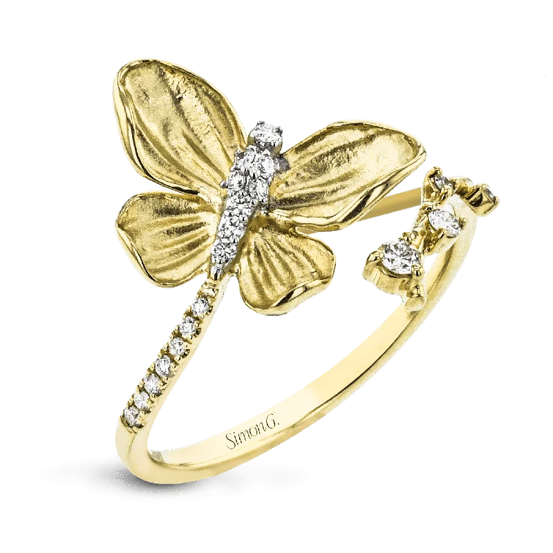 vintage silver wedding rings -Monarch Butterfly Ring In 18k Gold With Diamonds