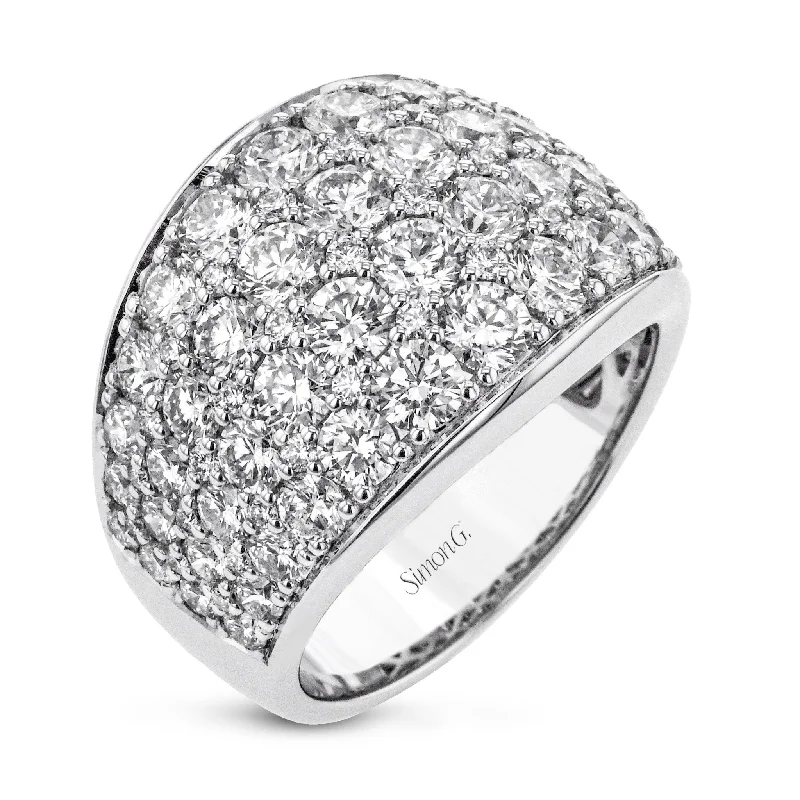 men's rings for special occasions -Simon-Set Anniversary Ring In 18k Gold With Diamonds