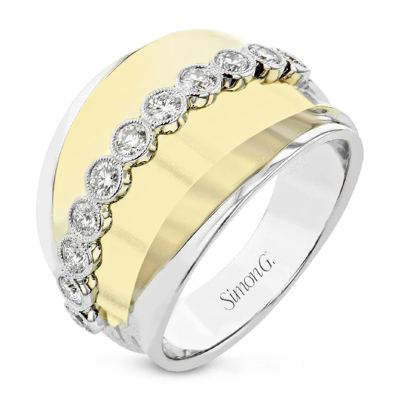 simple diamond engagement rings for men -Fashion Ring In 18k Gold With Diamonds