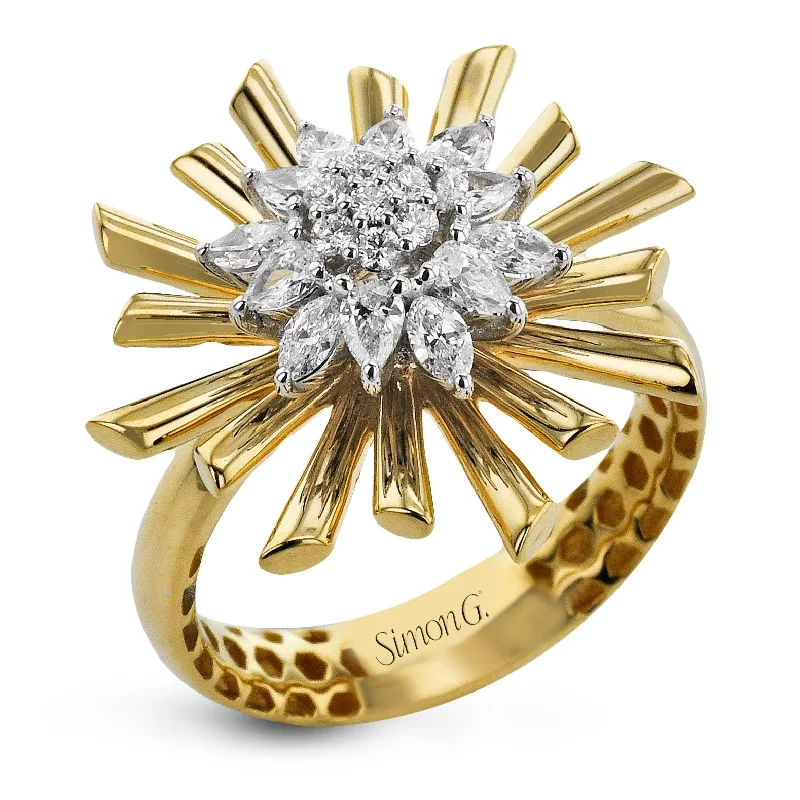 designer diamond engagement rings for men -Flower Fashion Ring In 18k Gold With Diamonds