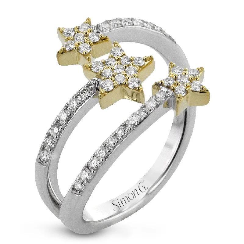 wedding rings with diamonds for couples -Star Fashion Ring In 18k Gold With Diamonds