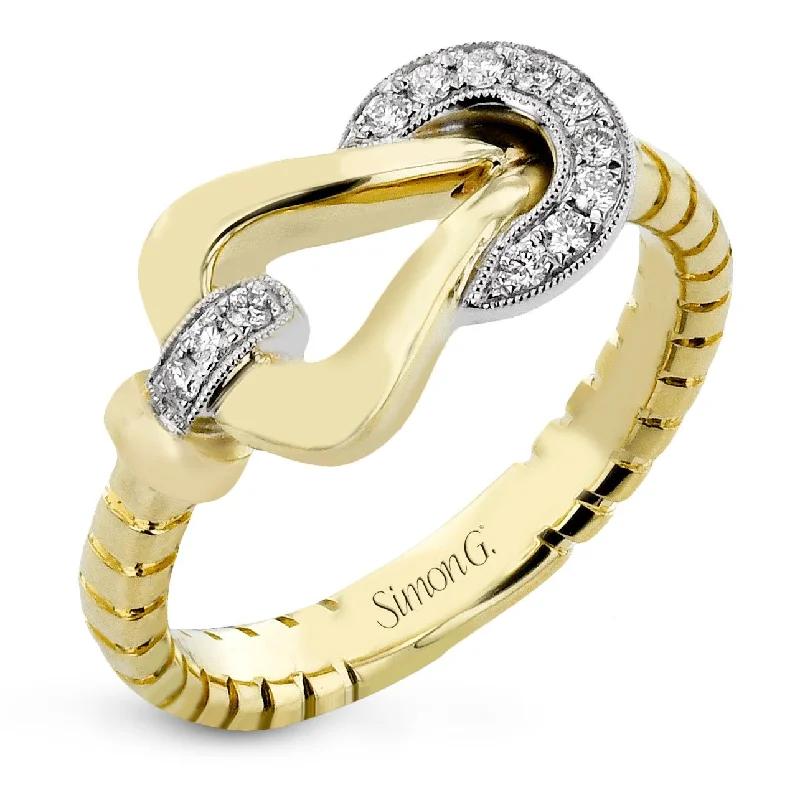 diamond wedding bands with sapphires -Buckle Fashion Ring In 18k Gold With Diamonds