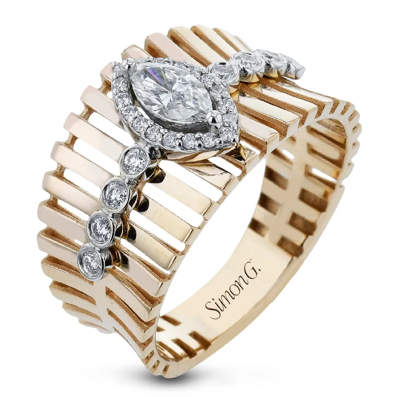 vintage wedding rings with diamonds for women -Halo Fashion Ring In 18k Gold With Diamonds