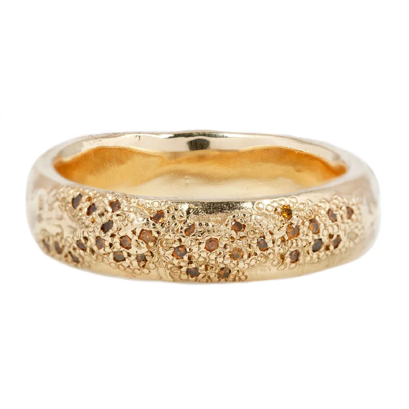 best custom wedding rings -LXIVV Cognac Diamond Half Eternity Band