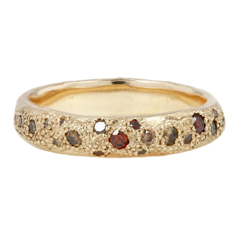 gold engagement rings with sapphires -LXXVIII Cognac & Champagne Diamond Scatter Band