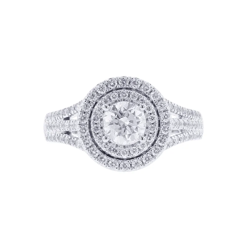 best custom wedding rings -Millie Round Double Halo Ready for Love Diamond Engagement Ring