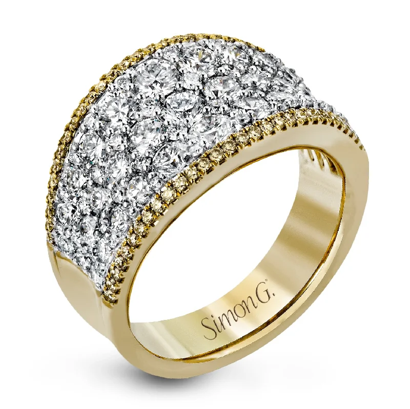 men's wedding rings with emeralds and diamonds -Simon-Set Fashion Ring In 18k Gold With Diamonds