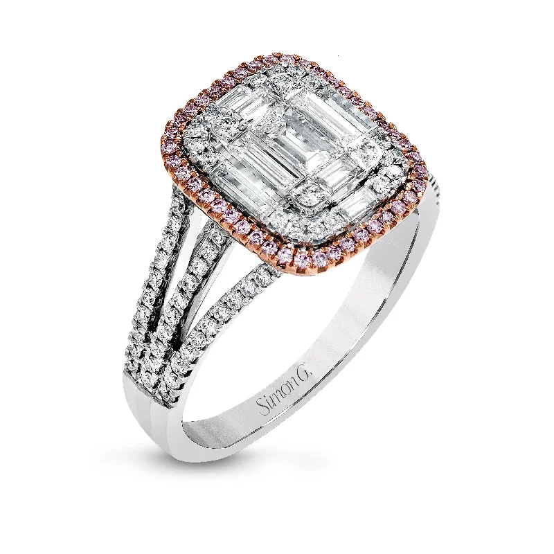 custom platinum rings for women -Fashion Ring In 18k Gold With Diamonds