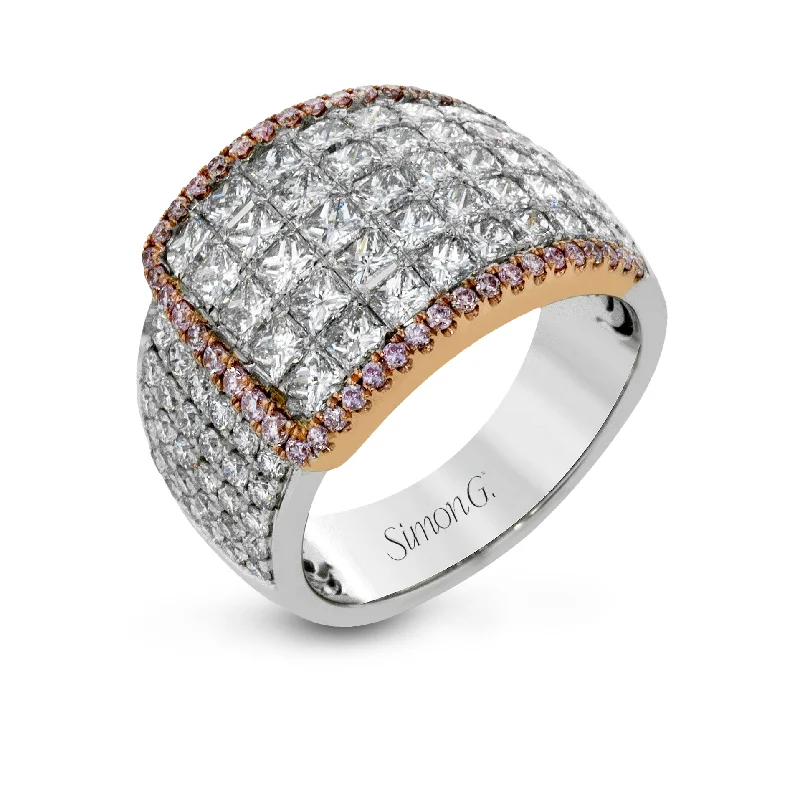 vintage wedding bands with diamonds -Simon-Set Fashion Ring In 18k Gold With Diamonds