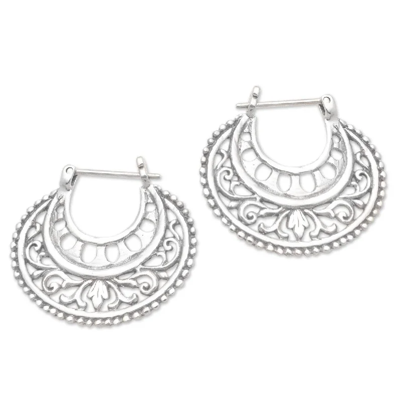 silver earrings for bridal gifts -NOVICA Subtle Curves, Sterling silver hoop earrings - 0.8*0