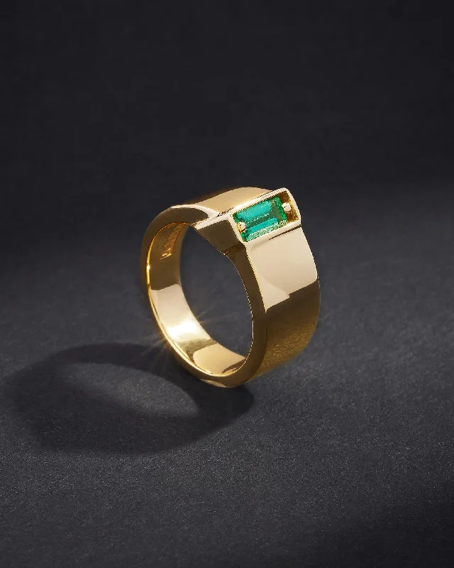 simple wedding bands -One of a Kind Single Baguette Emerald Band