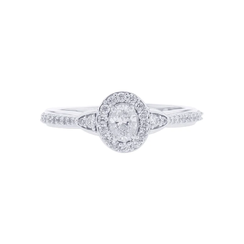 personalized wedding rings for women -Paola Oval Halo Ready for Love Diamond Engagement Ring