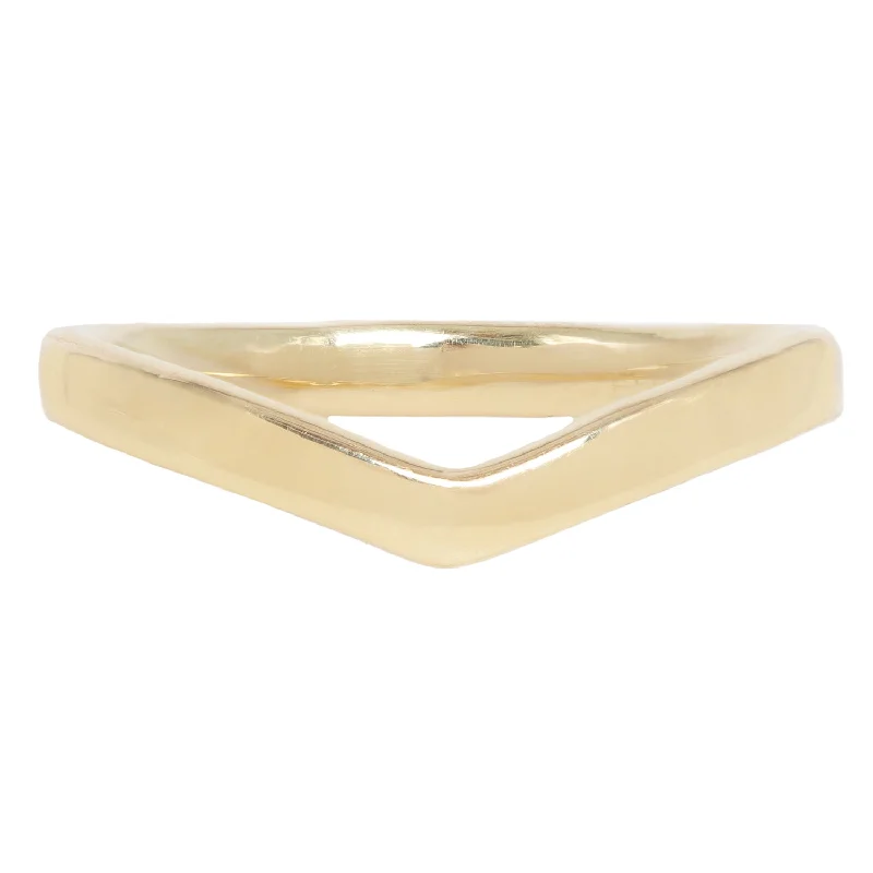 affordable gold wedding bands -Plain Wishbone Band