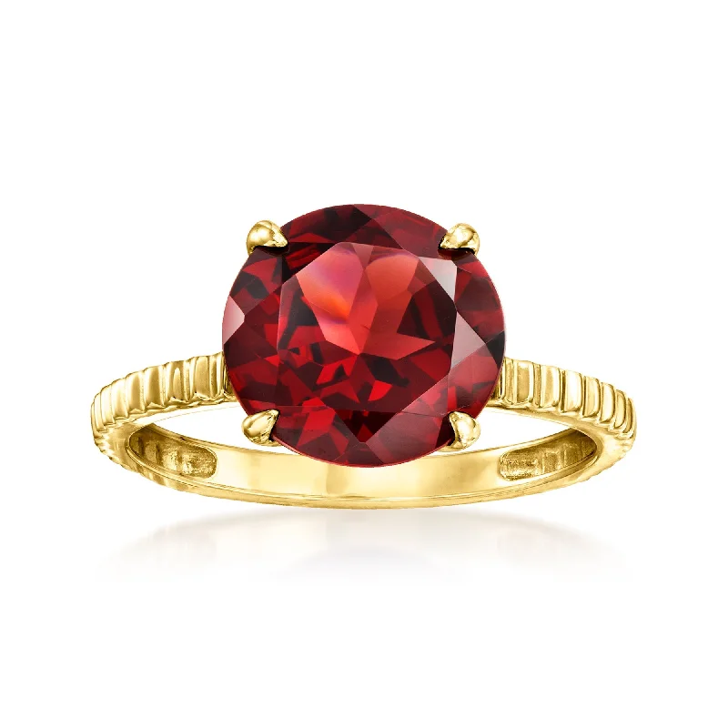 large gemstone wedding rings -Ross-Simons Garnet Ring in 14kt Yellow Gold